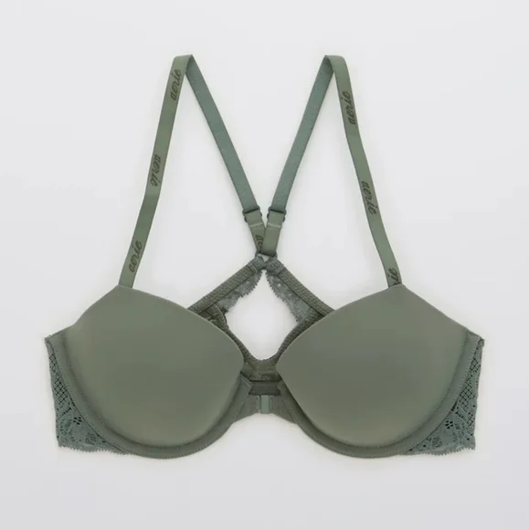 🍸AERIE REAL HAPPY DEMI LIGHTLY LINED LACE BRA SIZE 36C - Picture 5 of 10